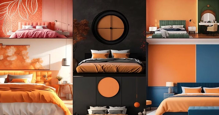 Orange Two Colour Combination for Bedroom Walls: A Bold & Beautiful Makeover orange two colour combination for bedroom walls